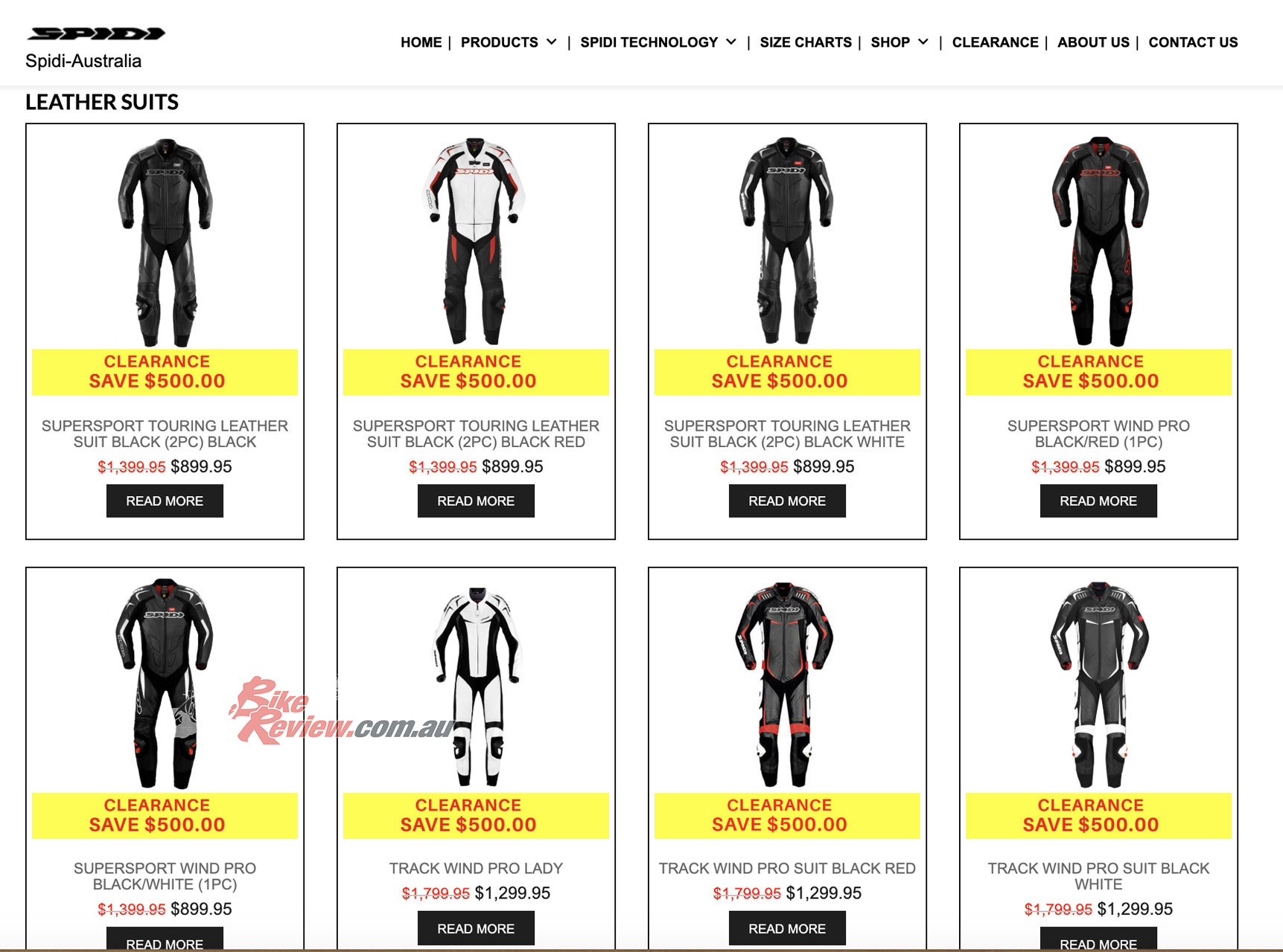 Spidi Leathers Size Chart