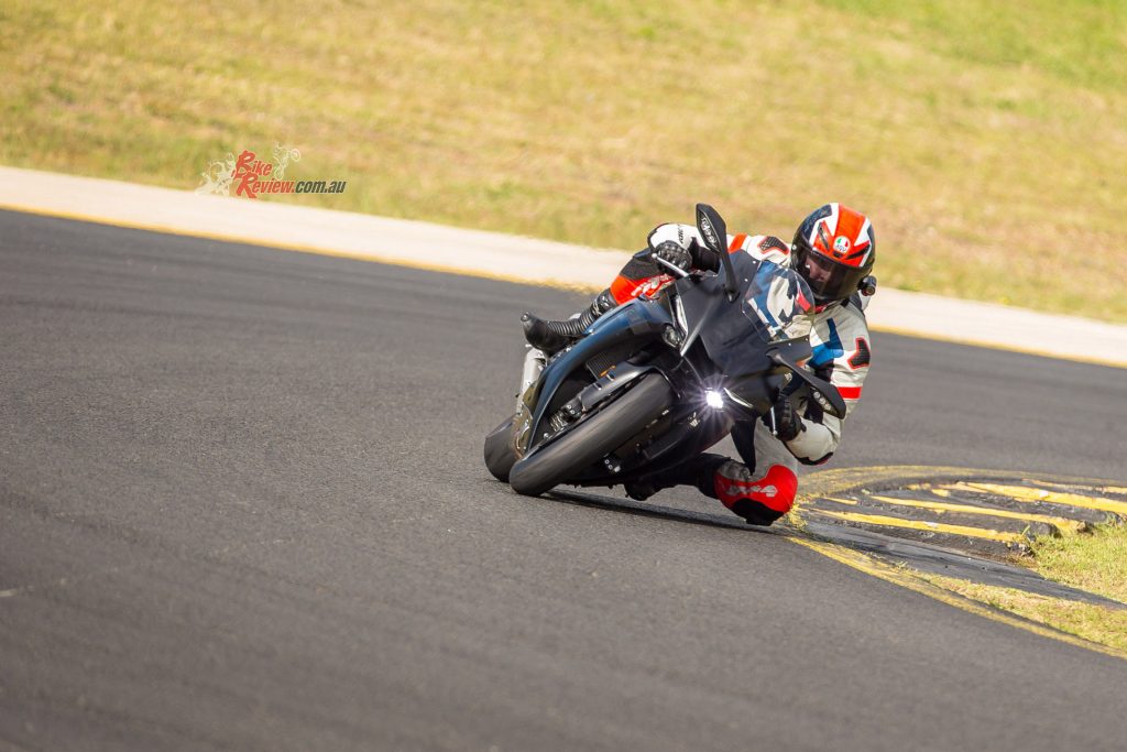 Once I softened the throttle response and backed off the traction control the YZF-R1 was a much better track day bike on the standard tyres and suspension. The slide and traction control are sublime.