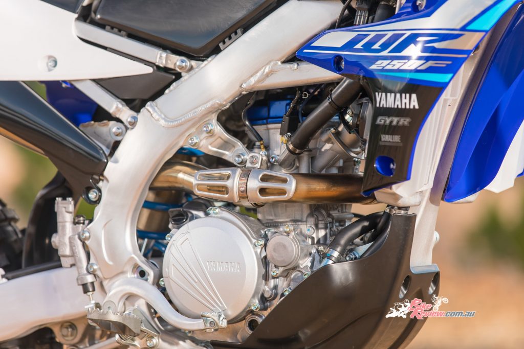 The new WR250F engine is based closely on the fuel-injected YZ250F design.