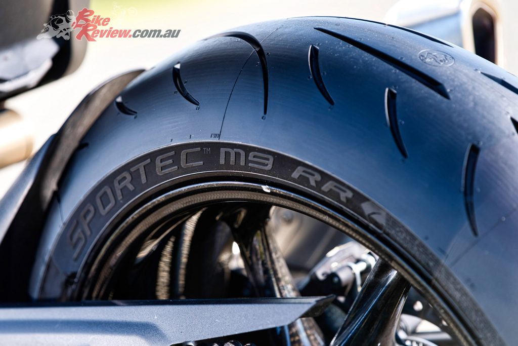 The siping / tread features a central 'Claw Groove' that was developed directly from road racing experience