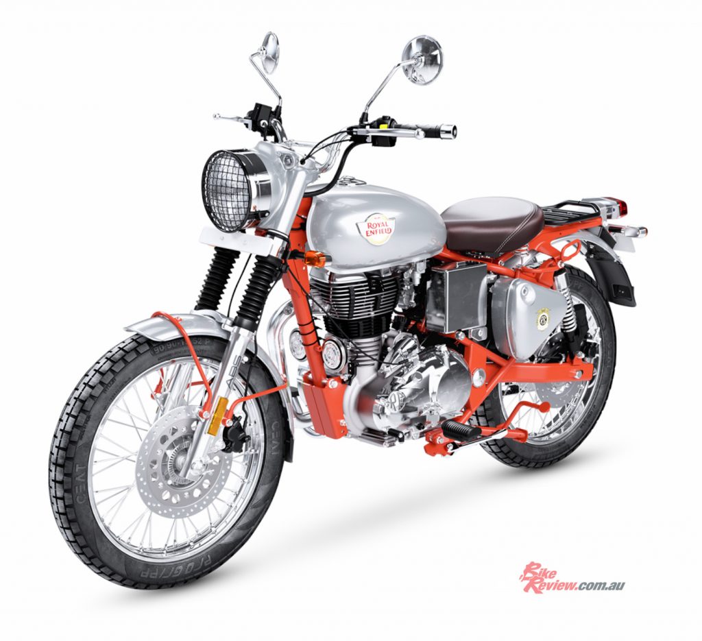 The Royal Enfield Bullet Trials 500 Works Replica pays homage to Royal Enfield's past success in trials championships.