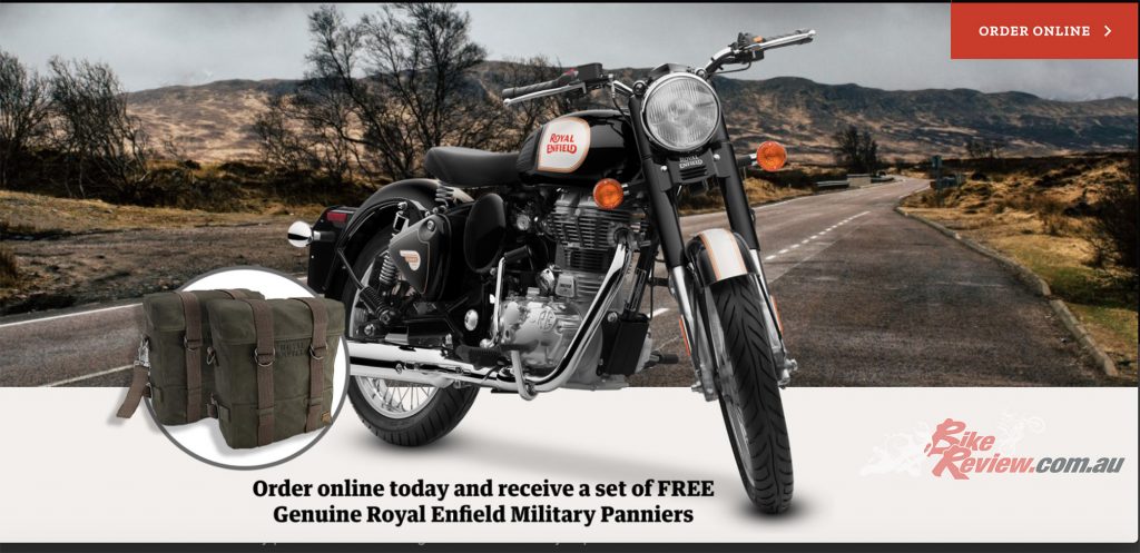 Free Panniers and Mounting Kit with a Classic 350 Purchase