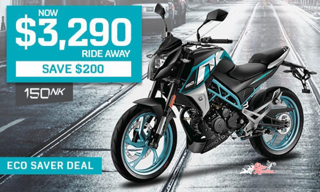 Pick up a 2020 CFMOTO 150NK for $3,290 Ride Away!