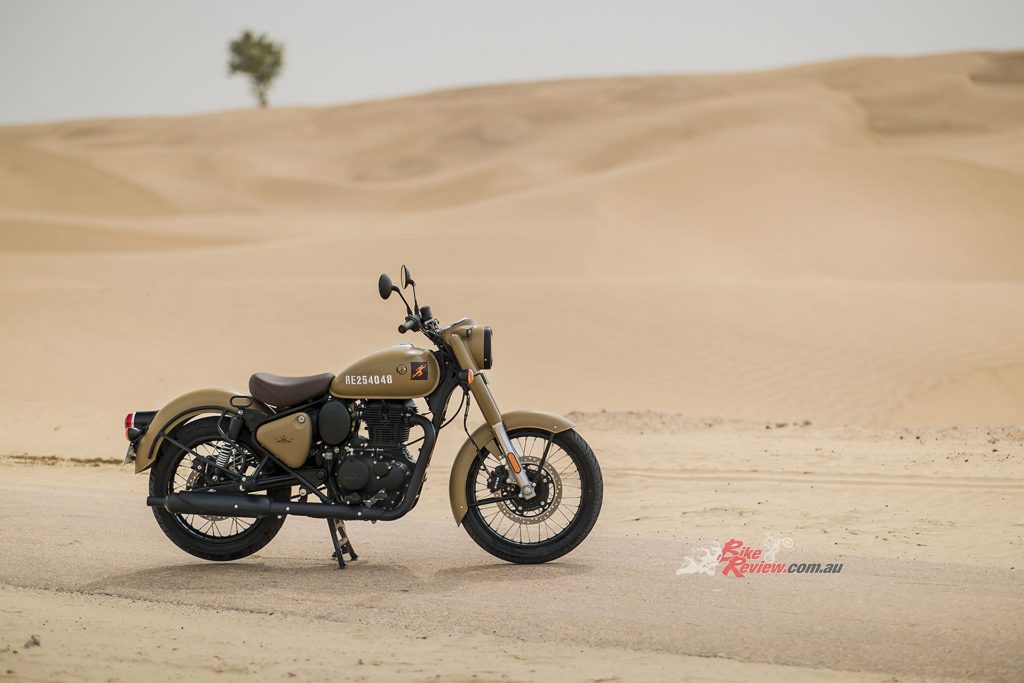Shown here in Desert Sand, the Classic 350 is available in a heap of different colour schemes...