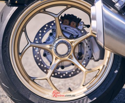 280mm disc with Brembo two-piston floating caliper.