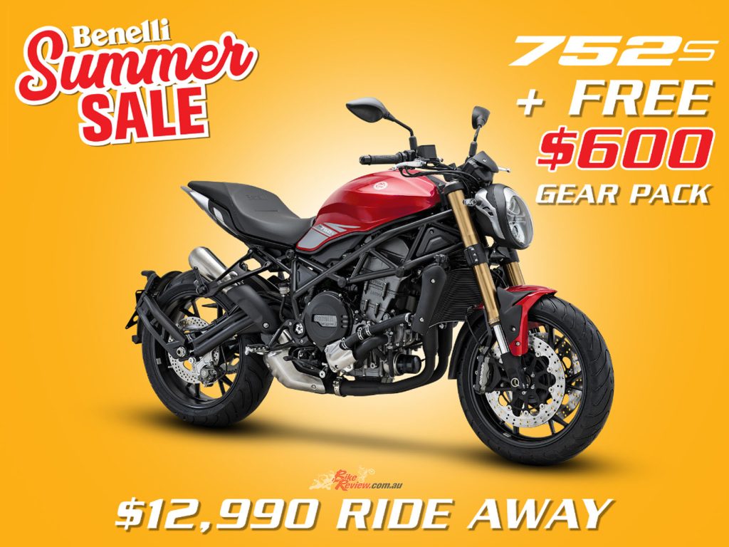 The 752s now comes with a BONUS $600 Gear Pack*, containing a Benelli Four Season's Jacket, and a KV-09 Helmet.