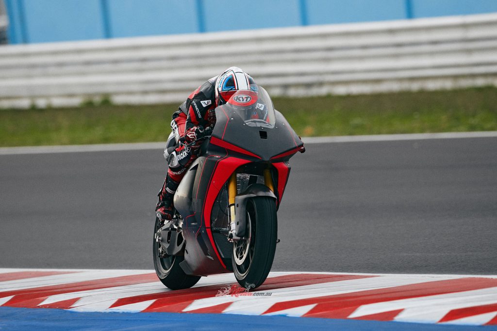 The Ducati MotoE bike took to the track for the first time at the Misano World Circuit Marco Simoncelli, right where the agreement with Dorna Sports was announced in October.