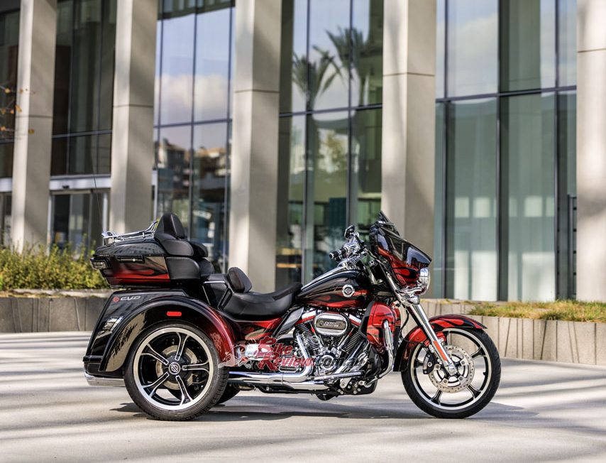 "The CVO Tri Glide is loaded with premium audio, luxurious comfort features and an astounding finish and attention to detail, on a chassis designed from the wheels up as a trike."