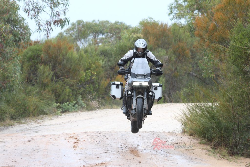 Getting the big Harley off the ground at high speed is a buzz. It's just a massive dirt bike! It's one of the easiest adventure bikes to ride overall and certainly the most user friendly of the big cc players. 