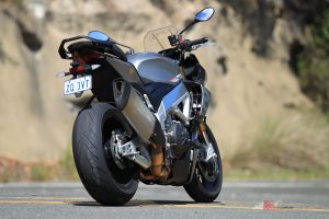 The V4 1100 has a 190 rear tyre, as opposed to the 200 on the Factory. I prefer the steering of the 190 rear myself.