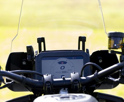 The TFT screen is tiltable to suit different rider heights and positions.