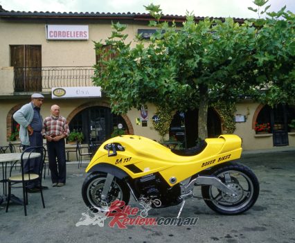This was the Kawasaki GPZ1100RX-powered BA737 'Banana Fritter', which Pif designed and built for Henriette as a show model in 1989