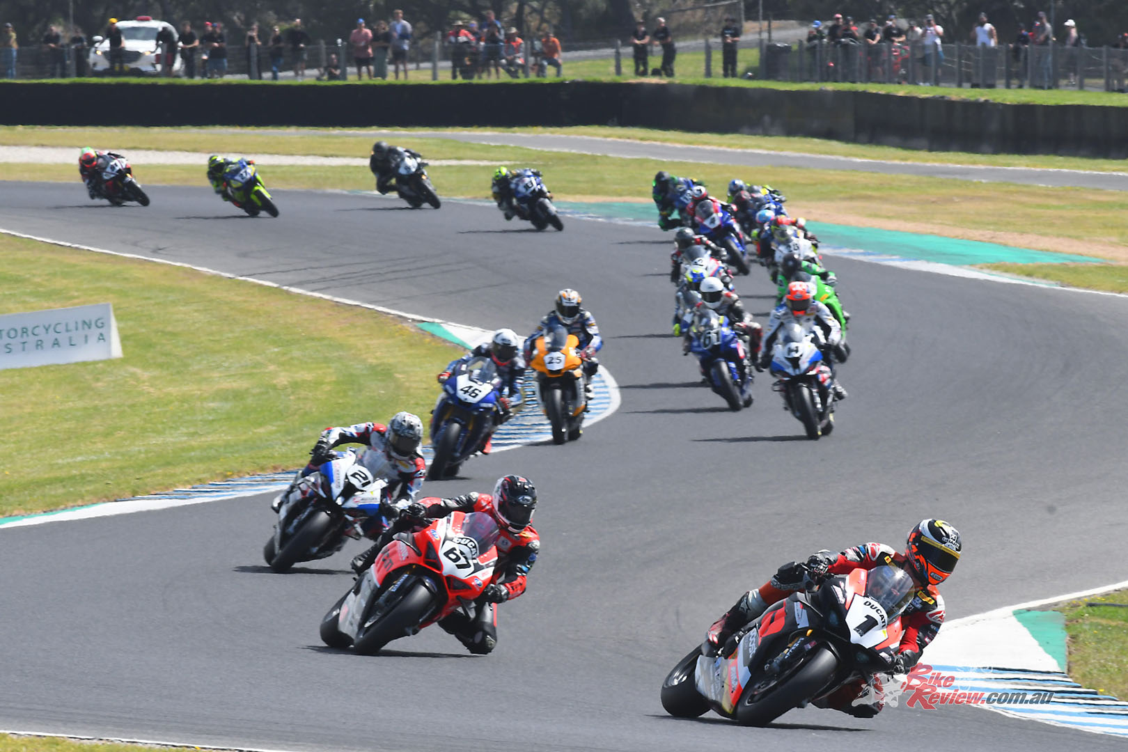 Wayne Maxwell (Ducati V4R) was the only rider in the 1:31’s and was looking untouchable until a stumble on lap 5 saw last year’s ASBK champion crash out at turn eight. Photo: A. Bear...