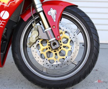 320mm Brembo rotors with Brembo four-piston calipers.