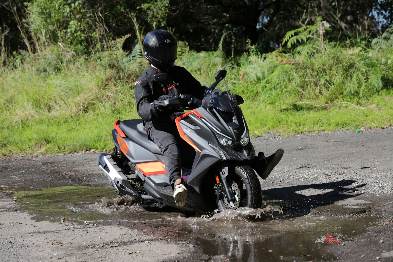 From the second I took off on the DT X 360, I found myself riding through every puddle I could find...