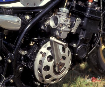 Dropping the power to 125hp, along with reliability modifications, made the TZ750 just that little bit more trustworthy and rideable.