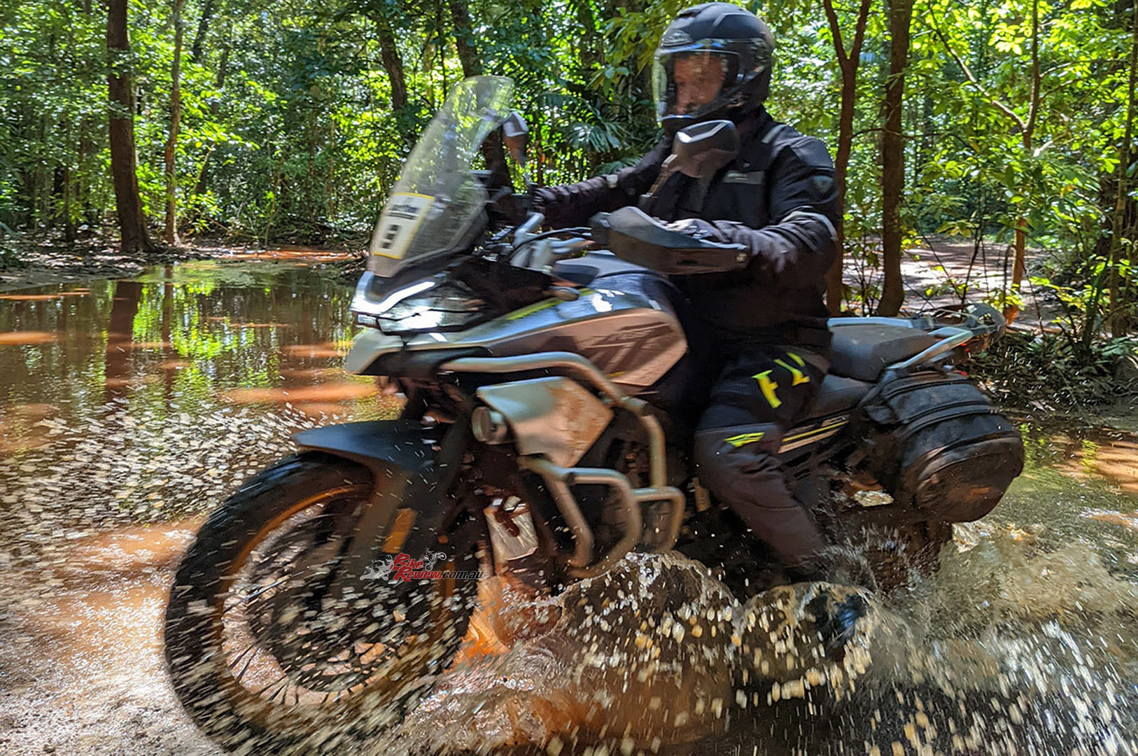The Cape York Motorcycle Adventures 800MT Tourings are fitted with added protection in the form of crash bars and a headlight guard.