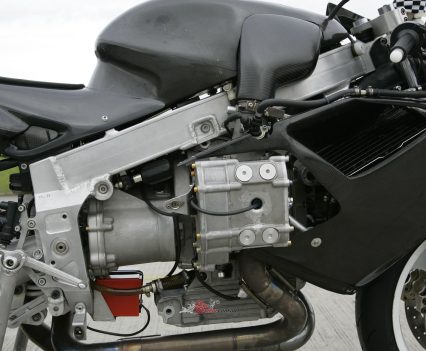 The titanium valves had barely any angle compared to other race engines at the time.