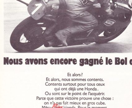 Bol d'Or victory ad for Japauto.