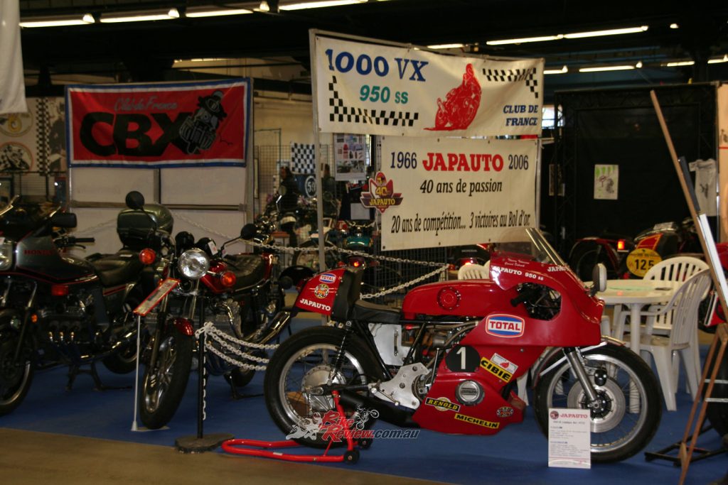 The Japauto stand at the 2008 Paris Motor show. Both the 950SS and 1000VX on display.