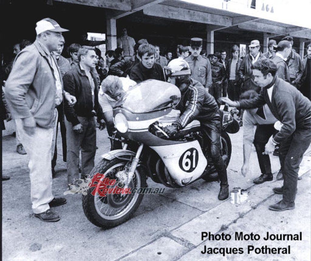 Michael Rougerie in the pits with Christian Vilaseca in 1969. Christian can be seen wearing his trademark hat.