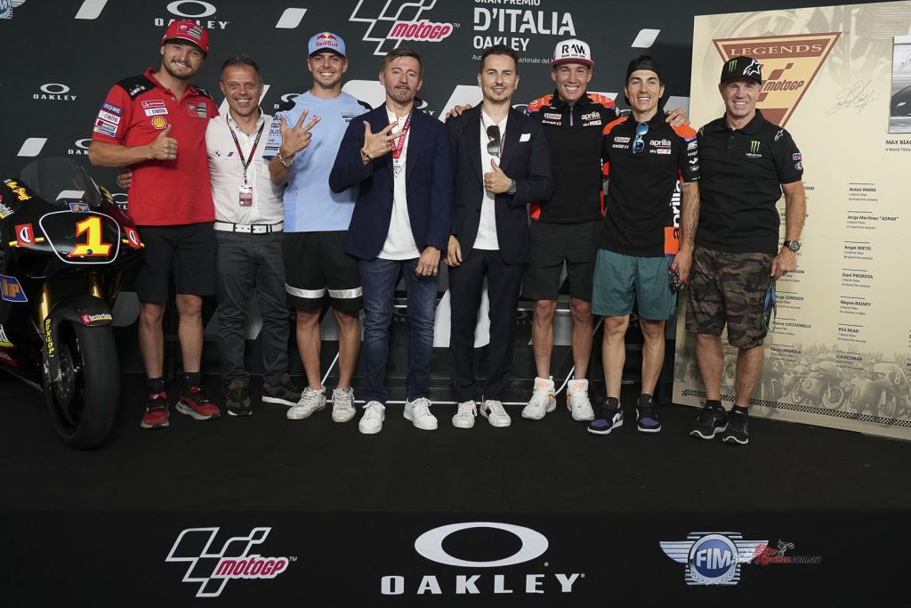 Jack Miller, MotoGP Legend Loris Capirossi, Fabio Di Giannantonio, Biaggi, MotoGP Legend Jorge Lorenzo, Aleix Espargaro, Maverick Viñales and MotoGP Legend Randy Mamola…