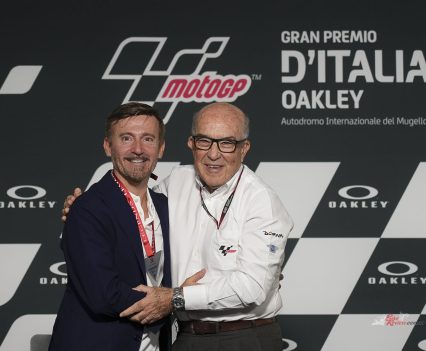 Biaggi with Dorna CEO Carmelo Ezpeleta.