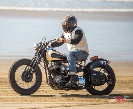 Paul was out there ripping it up on the sand on his Harley.