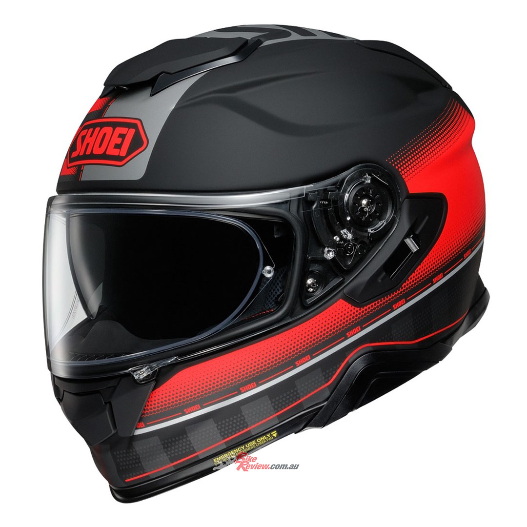Shoei GT-Air II 'Tesseract' colour scheme starts with the TC-1 Black/Red with an awesome Matte finish.