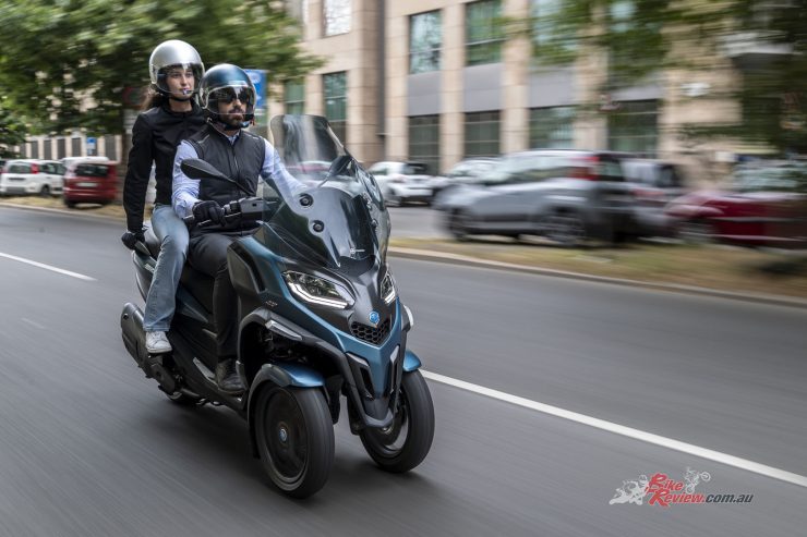 The new Piaggio MP3, 530 Exclusive version, is the world's first scooter featuring ARAS Advanced Rider Assistance Systems