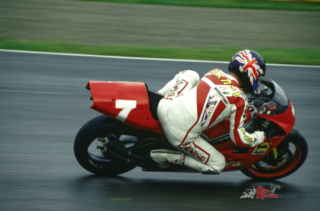 Alan reported that the Cagiva didn't quite have the revs of it's Japanese competition but was a drastic improvement over the brands earlier bikes.