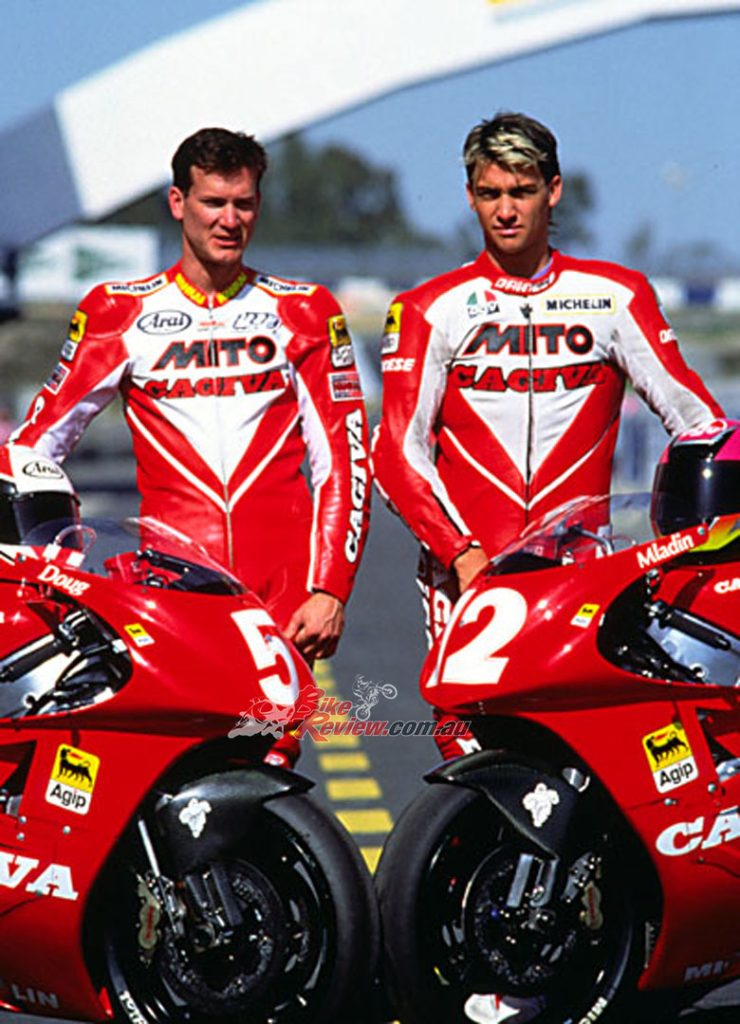 News of the test had spread and Giacomo Agostini contacted Mladin, inviting him to test the Cagiva. Mladin travelled to Varese in Italy to meet with the team.