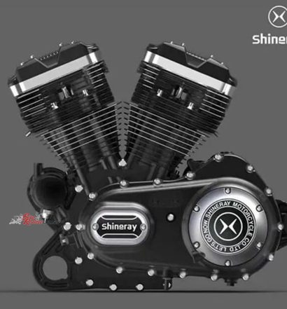Shineray, the giant Chinese engineering firm, says that the engine was “completely independently developed” in Italy, but side-by-side with a Harley 1200 Evolution twin, the badges are the only obvious visual difference.