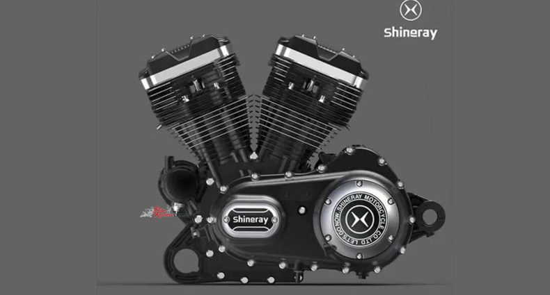 Shineray, the giant Chinese engineering firm, says that the engine was “completely independently developed” in Italy, but side-by-side with a Harley 1200 Evolution twin, the badges are the only obvious visual difference.