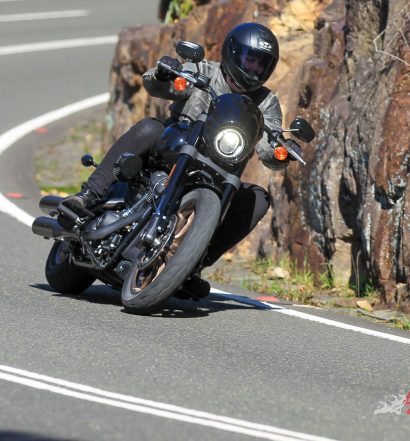 "On the open road and in the faster corners, the bike sits very comfortably leaned over and feels as though it could sit there all day."