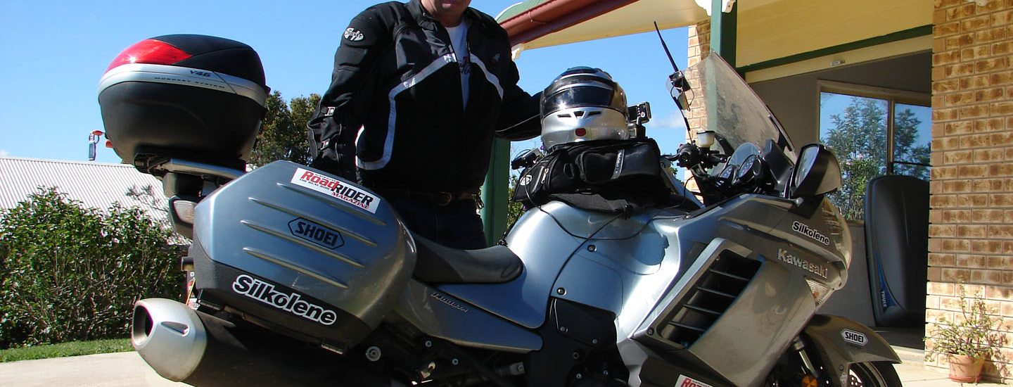 Davo with the GTR 1400 that Kawasaki Australia lent him for the across-country ride. He bought it on his return.