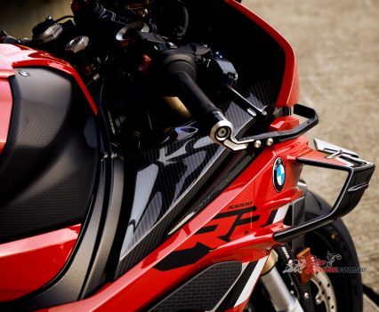This assists in reducing the bike's tendency to do a wheelie while also enabling the rider to brake later and increasing the RR's cornering stability.