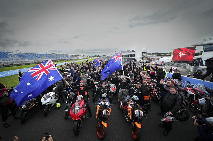 Back where we belong! Miller leads a parade to Phillip Island, 250 riders saddle up from San Remo to the circuit after an arty pitstop in Melbourne.