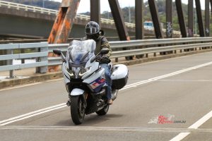 "The K1600 GT did not feel awkward or unmanageable and as we became more acquainted with the bike the weight became less noticeable."