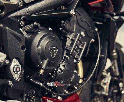 Significantly upgraded 765cc triple engine, with 120hp for the Street Triple R.