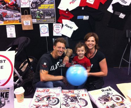 Luke with our Publisher Heather Ware and family at the 2012 Australian Motorcycle Expo.