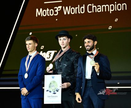 L-R: Garcia, Guevara and Foggia: the Moto3 top three.