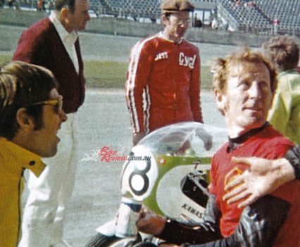 Ginger Molloy with his Kawasaki H1R at Daytona 1970, the bikes proper debut...