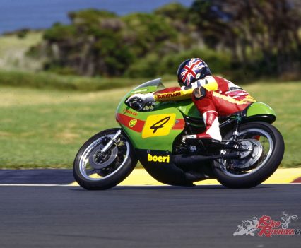 "The riding position reminded me more of a 125 than a 500, with a skinny upper fairing and steeply dropped bars that didn’t give much leverage for muscling the H1R round turns."