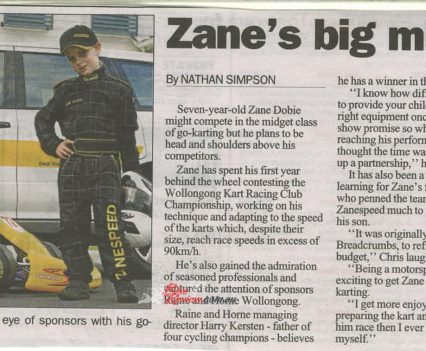 News clippings from his early karting career!