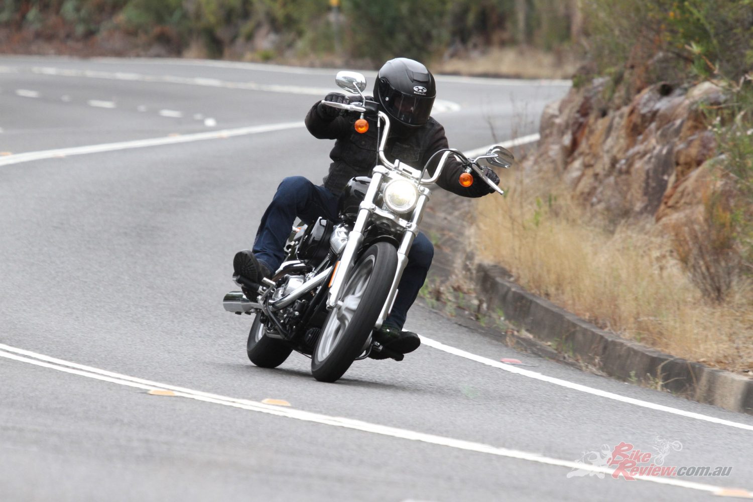 No need to fang the lights out of the Softail Standard. Just enjoy a smooth and slow ride through the twisties.