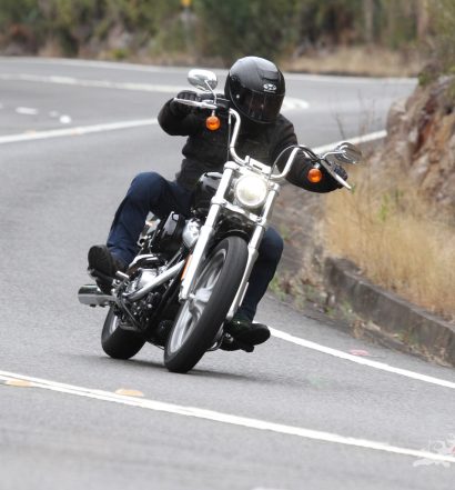 No need to fang the lights out of the Softail Standard. Just enjoy a smooth and slow ride through the twisties.