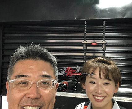 Taka and Midori Moriwaki in the pits.