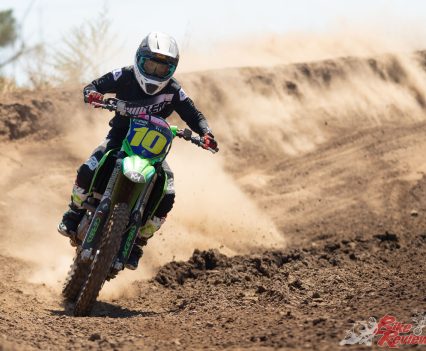 Taylah on her KX250.