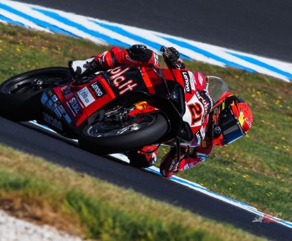 Michael Ruben Rinaldi was the lead Ducati rider in second ahead of teammate and 2022 WorldSBK Champion Alvaro Bautista, with only 0.035s separating them.
